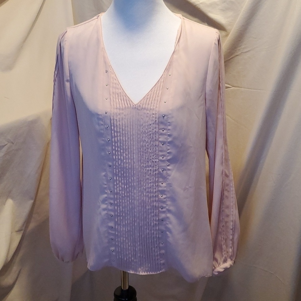 WHBM Long Sleeved Pink w/Silver Studs Blouse SZ 8